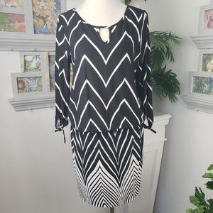 Lascana Black & White Chevron Neo w/ Dropwaist -Knit Zig Zag Elastic Waist 8/40